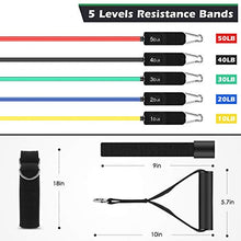 Load image into Gallery viewer, LEEKEY Resistance Bands Set Workout Bands (11pcs) 5 Different Level Stackable Exercise Bands with Door Anchor, Handles, Waterproof Carry Bag,Legs Ankle Straps for Home Workouts and Resistance Training