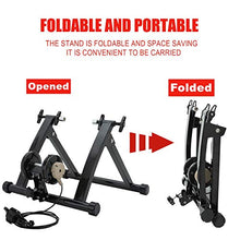 Load image into Gallery viewer, Walmann Bike Trainer Stand Portable Indoor Stationary Bicycle Exercise Magnetic Resistance with Front Wheel Riser Block and 6 Variable Speed Level, Quick Release - for Road & Mountain Bikes