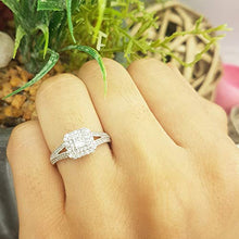 Load image into Gallery viewer, Dazzlingrock Collection 0.50 Carat (ctw) Princess & Round Cut Diamond Halo Engagement Ring 1/2 CT, 14K White Gold, Size 7