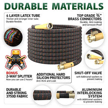 Load image into Gallery viewer, Garden Hose Expandable Set 100ft - Superior Strength 3750D / 4-Layers Latex/Extra-Strong Brass Connectors / 10-Way Durable Zinc Water Spray Nozzle, 2-Way Pocket Flexible Splitter (100 feet)