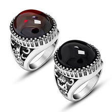 Load image into Gallery viewer, Oakky 316l Stainless Steel Classical Exquisite Animal Pattern Red Agate Rings Size 10