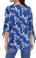 Load image into Gallery viewer, Texsong Women's Casual 3/4 Sleeve Floral Print Bow Tie Tuinic Blouse Top,L