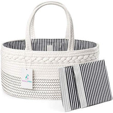 Load image into Gallery viewer, Luxury Little Baby Diaper Caddy Organizer - Rope Nursery Storage Bin for Boys and Girls - Large Tote Bag & Car Organizer with Removable Inserts - Baby Shower Gift Basket - Newborn Registry Must Haves