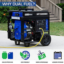 Load image into Gallery viewer, DuroMax XP15000EH Dual Fuel Portable Generator-15000 Watt Gas or Propane Powered Electric Start-Home Back Up & RV Ready, 50 State Approved, Blue and Black