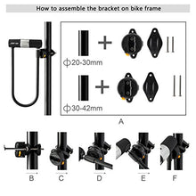 Load image into Gallery viewer, Via Velo Bike U Lock with Strong Cable Heavy Duty Bicycle U Lock Shackle 15mm with 3 Keys and Weatherproof Shock Lock Set, Bike Tire Lock for Road Bike Mountain Bike Electric Bike Folding Bike