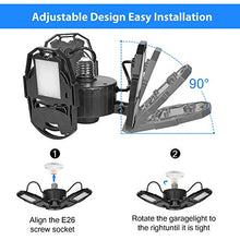 Load image into Gallery viewer, 80W LED Garage Lights, Deformable Garage Light with 3 Adjustable Wings, 8000LM, E26 LED Shop Light, Barn Light, High Bay Light, Ceiling Lighting Fixture for Warehouse (No Motion Detection)