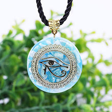 Load image into Gallery viewer, Orgonite Energy Pendant Orgone Amazon Stone Necklace Horus Eye All-Seeing Eyes Devil'S Eye Necklace Amulet Magnetic Jewelry