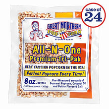 Load image into Gallery viewer, GREAT NORTHERN POPCORN COMPANY - 8 oz Popcorn Packs – Pre-Measured, Movie Theater Style, All-in-One Kernel, Salt, Oil Packets for Popcorn Machines (Pack of 24)