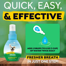 Load image into Gallery viewer, TropiClean Fresh Breath Oral Care Drops for Dogs, Breath Freshener for Dogs with Bad Breath, Made With Natural Ingredients, 2.2 Fl Oz