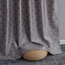 Load image into Gallery viewer, HLC.ME Franklin Moroccan Trellis 100% Complete Full Blackout Thermal Insulated Extra Wide Back Tab Curtain Panel for Sliding Glass Patio Door - Energy Savings & Soundproof (100 x 84 inch Long, Grey)