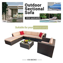 Load image into Gallery viewer, KaiMeng 8 Piece Patio Sofas Furniture Outdoor Lawn Garden Rattan Sets, Black Brown Wicker Conversation Sets Sectional Sofa with Seat Cushions and Single Sofa