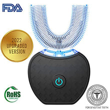 Load image into Gallery viewer, V-White Electric Toothbrush Adults - Ultrasonic U-Shaped Toothbrushes for Teeth Whitening - 360° Mouth Cleansing, Hands free Gums Protection - Wireless Charging & LED Light - Waterproof IPX7 Certified