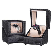 Load image into Gallery viewer, TRIPLE TREE Single Watch Winder Newly Upgraded, with Flexible Plush Pillow, in Wood Shell and Black Leather, Japanese Motor, 4 Rotation Mode Setting, Fit Lady and Man Automatic Watches