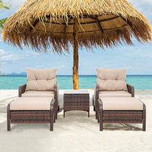 Load image into Gallery viewer, Shintenchi Outdoor Furniture 5 Pieces Set,All Weather PE Wicker Rattan Patio Conversation Set with Cushioned Patio Chairs, Ottoman Set,Glass Side Table for Lawn Pool Balcony