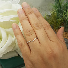 Load image into Gallery viewer, Dazzlingrock Collection 0.11 Carat (ctw) Round White Diamond Ladies Wedding Anniversary Guard Ring Band, 14K White Gold, Size 7