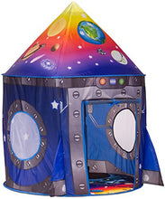 Load image into Gallery viewer, Rocket Ship Play Tent Playhouse | Unique Space and Planet Design for Indoor and Outdoor Fun, Imaginative Games & Gift | Foldable Playhouse Toy + Carry Bag for Boys & Girls | by Imagenius Toys