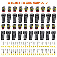 Load image into Gallery viewer, 20 Kits 2 Pin Wire Connector 16-22 AWG Automotive Electrical Connectors Groups 2 Pin Wire Plug Connector Replacement