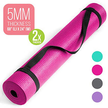 Load image into Gallery viewer, Nicole Miller Yoga Workout Mat, Thick Yoga Exercise Mat for Home Gym with Exercise Mat Strap (Pink, 5MM Thick)