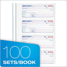 Load image into Gallery viewer, Adams Money and Rent Receipt Book, 3-Part, Carbonless, White/Canary/Pink, 7-5/8" x 10-7/8", Bound Wraparound Cover, 100 Sets per Book, 4 Receipts per Page (TC1182)