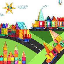 Load image into Gallery viewer, Magnetic Tiles with 2 Cars, Building Blocks Magnets Toys for Kids Toddlers, Educational Toys for 3+, STEM Preschool Learning Toys & Gifts for Kids Ages 3 4 5 6 Year Old Boys Girls