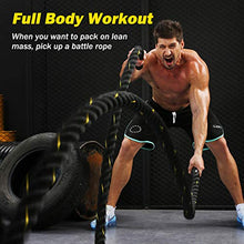 Load image into Gallery viewer, KINGSO Battle Rope 1.5 Inch Heavy Battle Exercise Training Rope 30ft Length Workout Rope 100% Dacron Fitness Rope for Strength Training Home Gym Outdoor Cardio Workout, Anchor Included