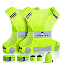 Load image into Gallery viewer, 2 Pack Reflective Vest Running Gear, Ultralight & Comfy Cycling Reflective Vests with Large Pocket & Adjustable Waist for Women Men, Night Runner Safety Vest + Hi Vis Armbands & Bag(Medium)