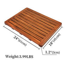 Load image into Gallery viewer, Utoplike Teak Wood Bath Mat, Shower Mat Non Slip for Bathroom, Wooden Floor Mat Square Large for Spa Home or Outdoor (24"x18")