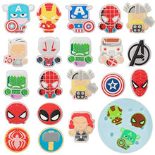 Load image into Gallery viewer, CY2SIDE 20PCS Superhero Glowing Shoe Charm for Kids, Glow in the Dark Cartoon Decoration Charm for Shoes, Hero Clog Decor for Boys Slip on, Bracelet Wristband Charms for Toddlers, Treasure Toys Mini