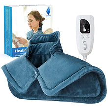 Load image into Gallery viewer, Heating Pad for Neck and Shoulders, 2lb Large Weighted Neck Heating Pad Electric for Neck Shoulder Pain Relief, 6 Heat Settings 4 Auto-Off, Gifts for Women Men Mom Dad, 16"x23" (Blue)