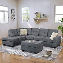 Load image into Gallery viewer, Merax Sectional Sofas 3-Seat Sofa Sectional Sofa Couches with Chaise Lounge and Ottoman for Living Room Furniture (Grey)