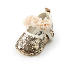 Load image into Gallery viewer, Baby Girl Moccasins Princess Sparkly Premium Lightweight Soft Sole Prewalker Toddler Shoes (M:6-12 Months, 1816-Gold)
