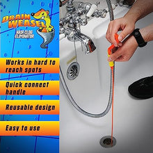 Load image into Gallery viewer, FlexiSnake Drain Weasel Sink Snake Cleaner - 18 inch - Drain Hair Clog Remover Tool with Rotating Handle & 5 Wand Refills - Thin, Flexible, Easy to Use on Most Drains & Grates - Made in USA - (5-Pack)