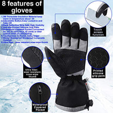 Load image into Gallery viewer, Snowboarding Gloves,Men's Full Finger Winter Ski Gloves with Thermal Reflective Stripe, Winter Warm Waterproof Snow Gloves for Skiing Snowboarding Motorcycling Cycling Outdoor Sports …