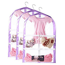 Load image into Gallery viewer, Clear Kid's Garment Bags,3 Packs Garment Bag for Dance Costumes with Pockets,Foldable Garment Bags for Hanging Clothes Travel Storage,Dance Bag with Garment Rack.35 Garment Cover