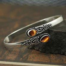 Load image into Gallery viewer, Tiger Eye Bangle for Women Mom Wife 925 Silver Overlay Handmade Vintage Boho Style Jewelry