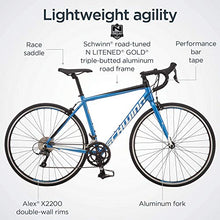 Load image into Gallery viewer, Schwinn Fastback AL Claris Adult Performance Road Bike, Beginner to Intermediate Bicycle Riders, 700c Wheels, 16-Speed Drivetrain, Medium/Large Aluminum Frame, Blue