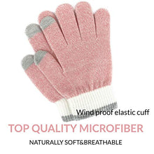 Load image into Gallery viewer, accsa 3 Pairs Kids Soft Stretch Magic Gloves Boys Girls Touch Screen Winter Gloves Set, Pink