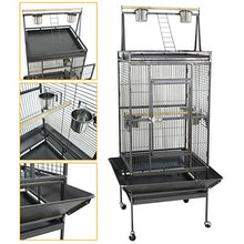 Load image into Gallery viewer, SUPER DEAL PRO 61''/ 68’’ 2in1 Large Bird Cage with Rolling Stand Parrot Chinchilla Finch Cage Macaw Conure Cockatiel Cockatoo Pet House Wrought Iron Birdcage, Black (68'')