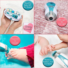 Load image into Gallery viewer, Baby Nail File Electric by Pretty MiniMe – Blue Infant Nail Clippers - Boy Baby Nail Trimmer - Safe Fingernail and Toenail Grooming Manicure Kit for Newborn Toddler and Kids - 10 File Tips