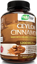 Load image into Gallery viewer, NutriFlair Ceylon Cinnamon (Made with Organic Ceylon Cinnamon) 1200mg per Serving, 120 Capsules - Healthy Blood Sugar Support, Joint Support, Anti-inflammatory & Antioxidant - True Sri Lanka Cinnamon