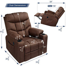 Load image into Gallery viewer, Esright Power Lift Chair Electric Recliner for Elderly Heated Vibration Massage Fabric Sofa Motorized Living Room Chair with Side Pocket and Cup Holders, USB Charge Port&Massage Remote Control, Brown