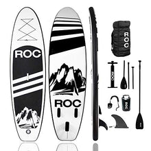 Load image into Gallery viewer, Roc Inflatable Stand Up Paddle Board with Premium sup Accessories & Backpack, Non-Slip Deck, Waterproof Bag, Leash, Paddle and Hand Pump. (Black)