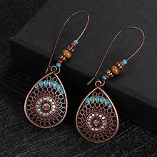 Load image into Gallery viewer, SUNNYOUTH 8 Pairs Vintage Statement Drop Dangle Earrings Bohemian National Style Hollow Water Drop Heart Shaped Alloy Long Boho Dangle Earrings for Women Girls
