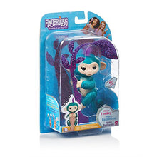 Load image into Gallery viewer, Fingerlings Glitter Monkey - Quincy - Teal Glitter - Interactive Baby Pet - By WowWee (Amazon Exclusive)