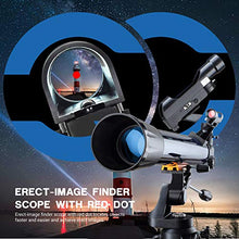 Load image into Gallery viewer, ESSLNB Telescope for Adults 700X70mm with K4/10/20 Eyepieces 525X Telescopes for Kids and Beginners Erect-Image Refractor Telescope with Stainless Steel Tripod Phone Mount and Red Dot Finderscope