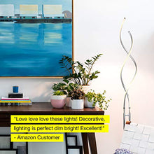 Load image into Gallery viewer, Brightech Embrace - Modern LED Spiral, 2 in 1 Lamp for Living Rooms - Contemporary Bright Lighting, Standing 40" Tall End Table Lamp Adjustable to 66" Floor Lamp - Dimmer Built In - Silver