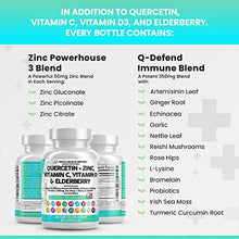 Load image into Gallery viewer, Quercetin 1000mg Zinc 50mg Elderberry Vitamin C 1000mg VIT D3 5000 IU for Lung Immune Defense Support Supplement w/ Bromelain, Artemisinin, Sea Moss, Probiotics, Garlic Immunity Allergy Relief Adults