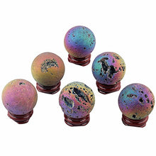 Load image into Gallery viewer, SUNYIK Rainbow Titanium Coated Druzy Geode Sphere Ball,Crystal Quartz Agate Gemstone Ball,Sculpture Figurine Healing