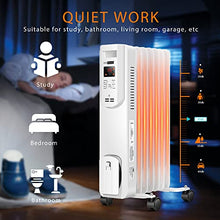 Load image into Gallery viewer, VIVOHOME 1500W Oil Filled Radiator Heater with Remote Control, Electric Portable Heater with Adjustable Thermostat and 24-Hours Timer, White
