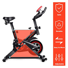 Load image into Gallery viewer, Goplus Adjustable Exercise Bike, Indoor Cycling Stationary Bike with Heart Rate Sensors, LCD Display, Silent belt, 5-Position Adjustable Saddle for Home Cardio Gym Workout (Black)